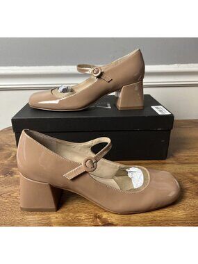Marc Fisher LTD Women's Nessily Mary Jane Pump Nude Patent Leather Size 9.5 M